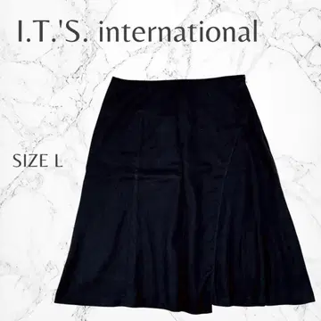잇츠 인터내셔널 세련된 고급 일본제 모드 플레어 스커트 L