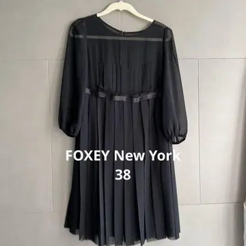 FOXEYNew York 시어 쉬폰 플리츠 원피스 38 블랙