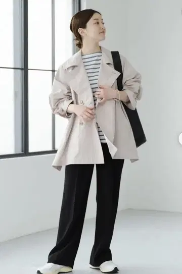 아우터 포플린 오버 숏코트 36 사이즈 베이지 IENA