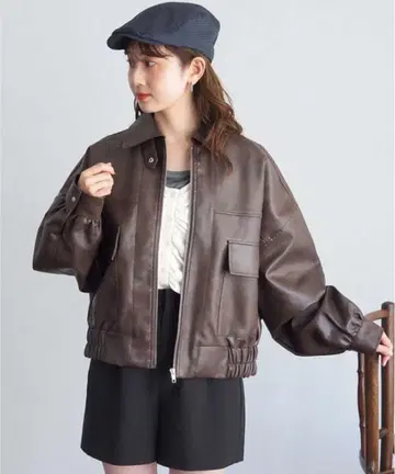 tiptop 팁탑 [ 빈티지 가공 ] 빅 숏 인조 가죽 블루종