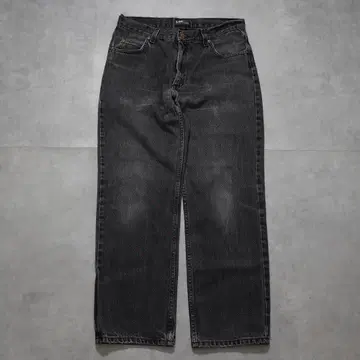 Lee W34 블랙 데님 하의 팬츠 구제 의류 블랙 16243