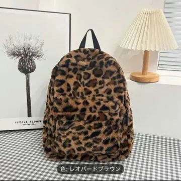 인기 레오파드 무늬 퍼 백팩