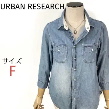 URBAN RESEARCH 데님 셔츠 코튼 100% 데님 컬러 7부 소매
