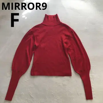 MIRROR9 여성용 니트 하이넥 리브 빨간색 롱 슬리브