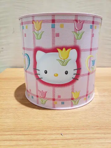 헬로키티 저금통 핑크 체크