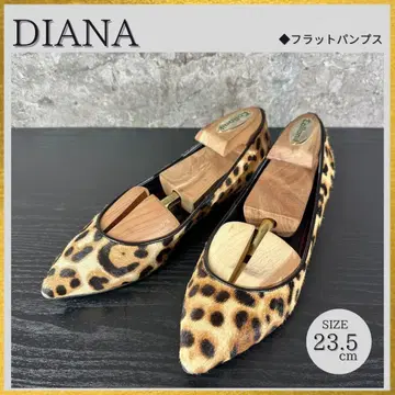 S174 DIANA 레오파드 무늬 스틸레토 플랫 펌프스 23.5cm