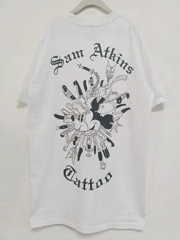 Sam Atkin's Tattoo T셔츠 화이트 백프린트