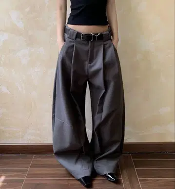 그레이 와이드 팬츠 슬랙스