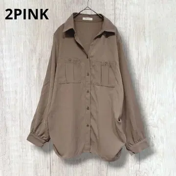 [ 2PINK ] 긴팔 워크 포켓 오버 사이즈 셔츠 베이지 L