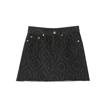 AVANDRESS 블랙 데님 미니 스커트