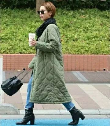 새상품급 ] COCA 코카 아우터 퀼트 롱 코트 보아 카키 M 사이즈