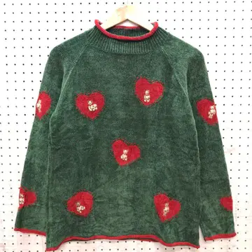 레트로 컨트리 걸리시 코어 구제 의류 하트 테디베어 모헤어 니트 스웨터