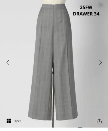 DRAWER 25FW 새상품급 FALL1 체크 와이드 팬츠 사이즈 34