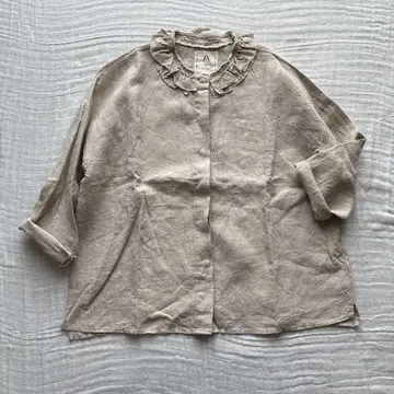 콩제 페이에 린넨 프릴 옷깃 셔츠 베이지 프리