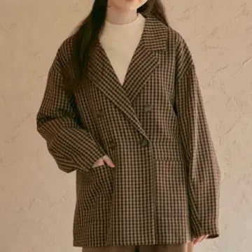 시마무라 choco 체크 무늬 오버 사이즈 자켓 M