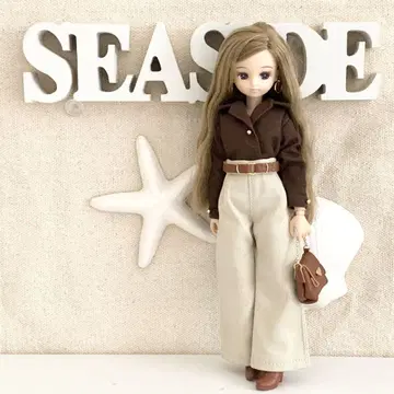 리카짱 의류 5세트 핸드메이드 22cm 인형 베이지 와이드 팬츠