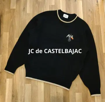 JC de CASTELBAJAC 블랙 골프 니트 스웨터 로고 자수
