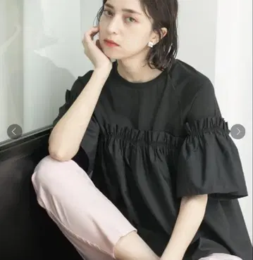 [새상품급] OPAQUE 개더프릴 도킹 티셔츠