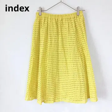 [인덱스] 플레어 스커트 자수 망사 디자인 안감 부착 허리밴딩 면