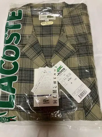 [미사용 새상품] LACOSTE 체크 무늬 긴팔 파자마 L