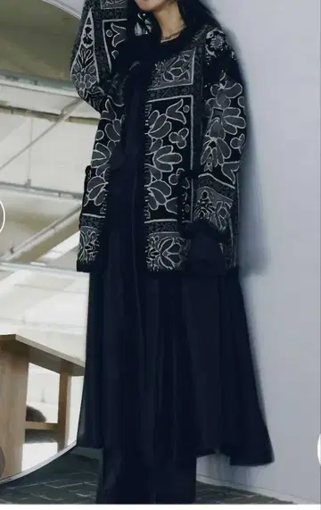 AMERI RUG PATTERN KNIT JACKET