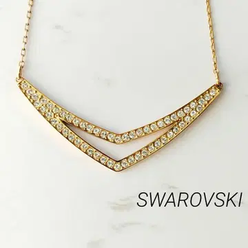SWAROVSKI 스와로브스키 목걸이 V자 커브 로즈 골드