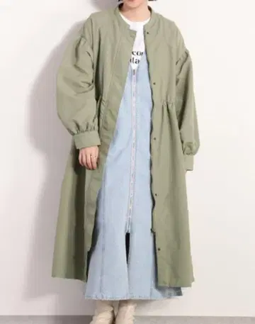 cepo 코트 아우터 밴드 카라 와셔 롱 코트 여성용