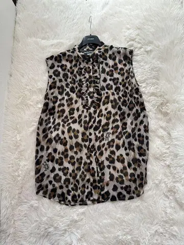 BOUTIQUE MOSCHINO 레오파드 무늬 슬리브리스 셔츠