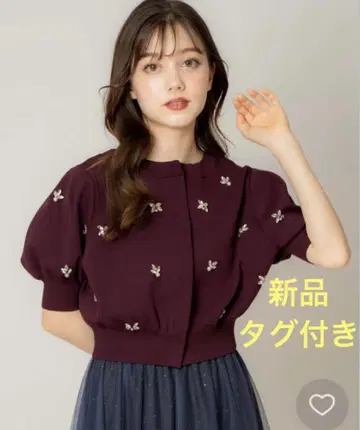 택 포함 새상품 Noela 노엘라 비쥬 니트 퍼플 와인 레드