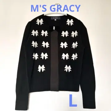 새상품급 엠즈 그레이시 리본 가디건 블랙 L