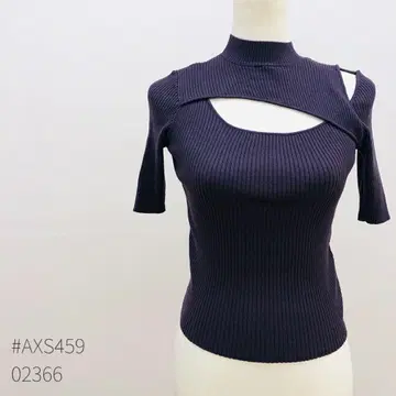 새상품급 MERCURYDUO 반팔 리브 니트 시스루 프리 사이즈 타이트