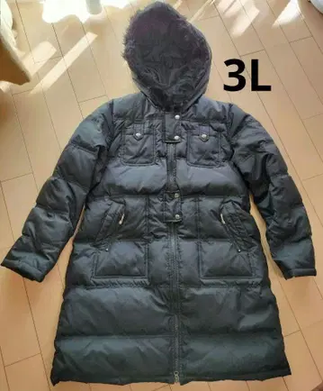 블랙 다운 자켓 3L 사이즈 후드 부착