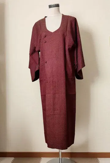 와인 레드 기모노 도행 코트 방한