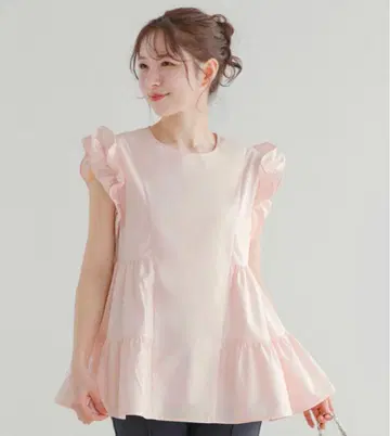 fitmore 티어드 프릴 블라우스! 핑크!