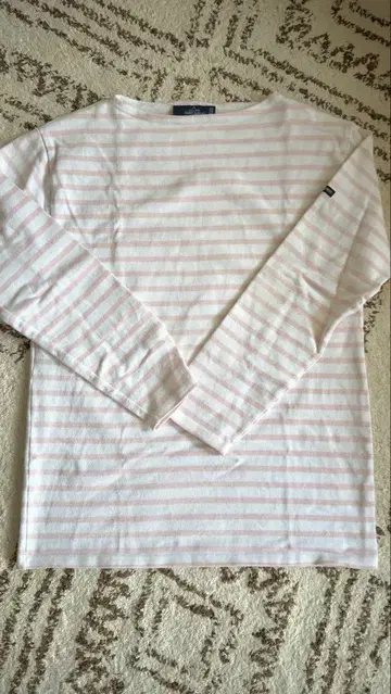 SAINT JAMES 7부 소매 티셔츠 화이트/핑크 스트라이프