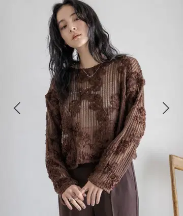 로리즈팜 3D 레이스 풀오버 LS 브라운