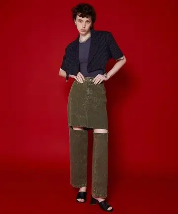 MAISON SPECIAL 허벅지 슬릿 데님 36