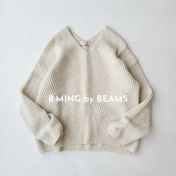 B MING by BEAMS 아이보리 V넥 니트 스웨터 긴팔 F
