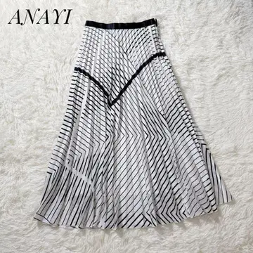ANAYI 기하학 프린트 플리츠 스커트