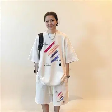 새상품 한국 스트릿 T셔츠 숏팬츠 셋업 M/L 상당