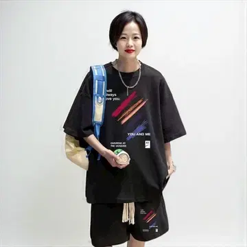 새상품 한국 스트릿 티셔츠 숏팬츠 셋업 M/L 상당