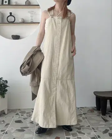 jumelle 데님 오버롤 스커트 베이지