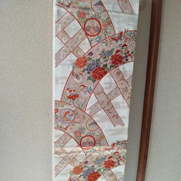 새상품급 중고 꽃과 새와 나비 자수 후쿠로 오비
