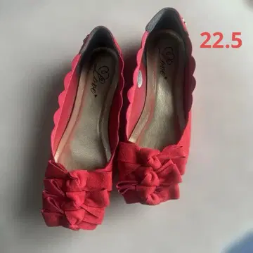 레드 플랫슈즈 22.5cm &LOVE 빨간색