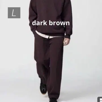 미사용품 UNIQLO C 맨투맨 와이드 팬츠 L 다크 브라운