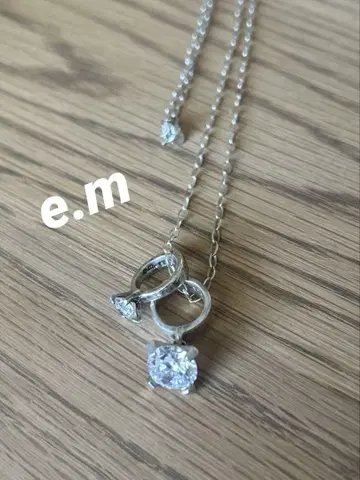 e.m 지르코니아 반지 실버 목걸이 50cm