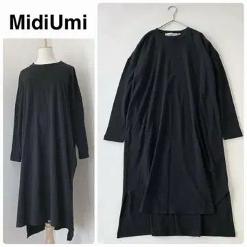 MidiUmi 미디우미 사이드 슬릿 와이드 원피스 롱 블랙 일본제