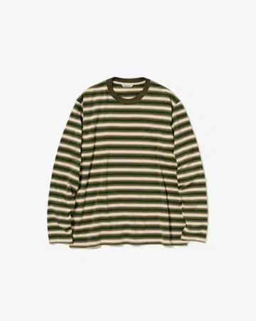 AURALEE GRADIENT STRIPE JERSEY L/S TEE 4