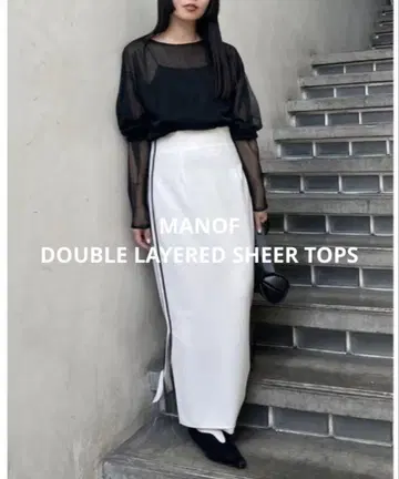 새상품급 MANOF 더블 레이어드 시어 탑스 CLANE