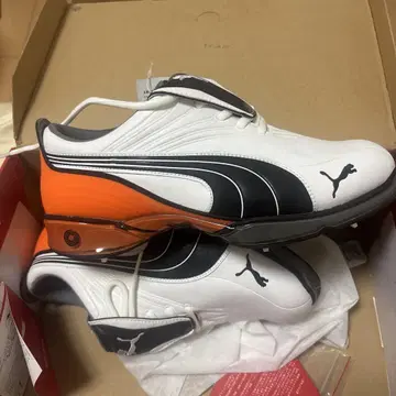 [ 미사용 ] Puma 골프화 스파이크 화이트/오렌지